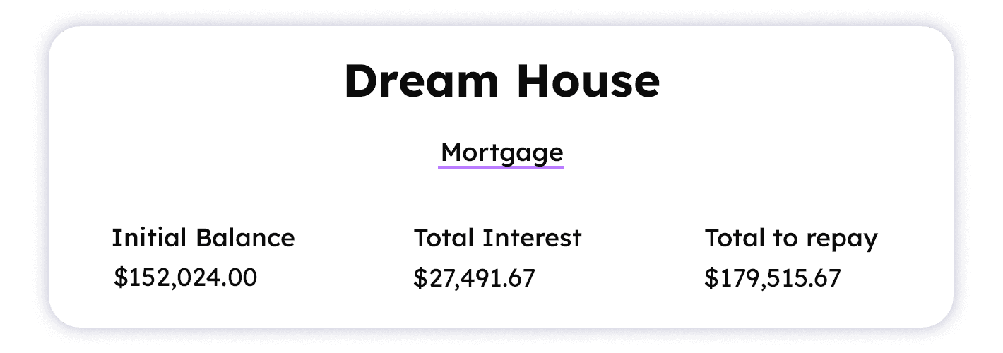 dream house mortgage debt card